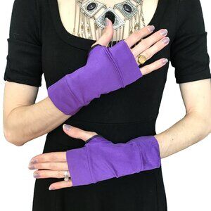 Purple Fingerless Gloves Cosplay Costume Wet Look Spandex Shiny Dance Outfit New